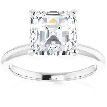 Pompeii3 5Ct Asscher Solitaire Moissanite Engagement Ring in White Yellow or Rose Gold