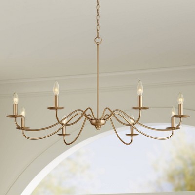 Soft Gold Farmhouse 45" Wide Rustic 8-Light Chandelier