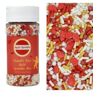 Mystic Sprinkles Cupid's Kiss Gold Sprinkle Mix 3.3oz Bottle - 1 of 4