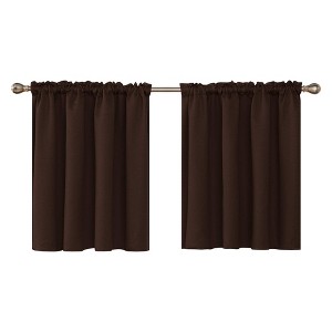 Deconovo Rod Pocket Solid Window Valance Curtains (2 Panels, Light Filtering, OEKO-TEX Certified) - 1 of 4