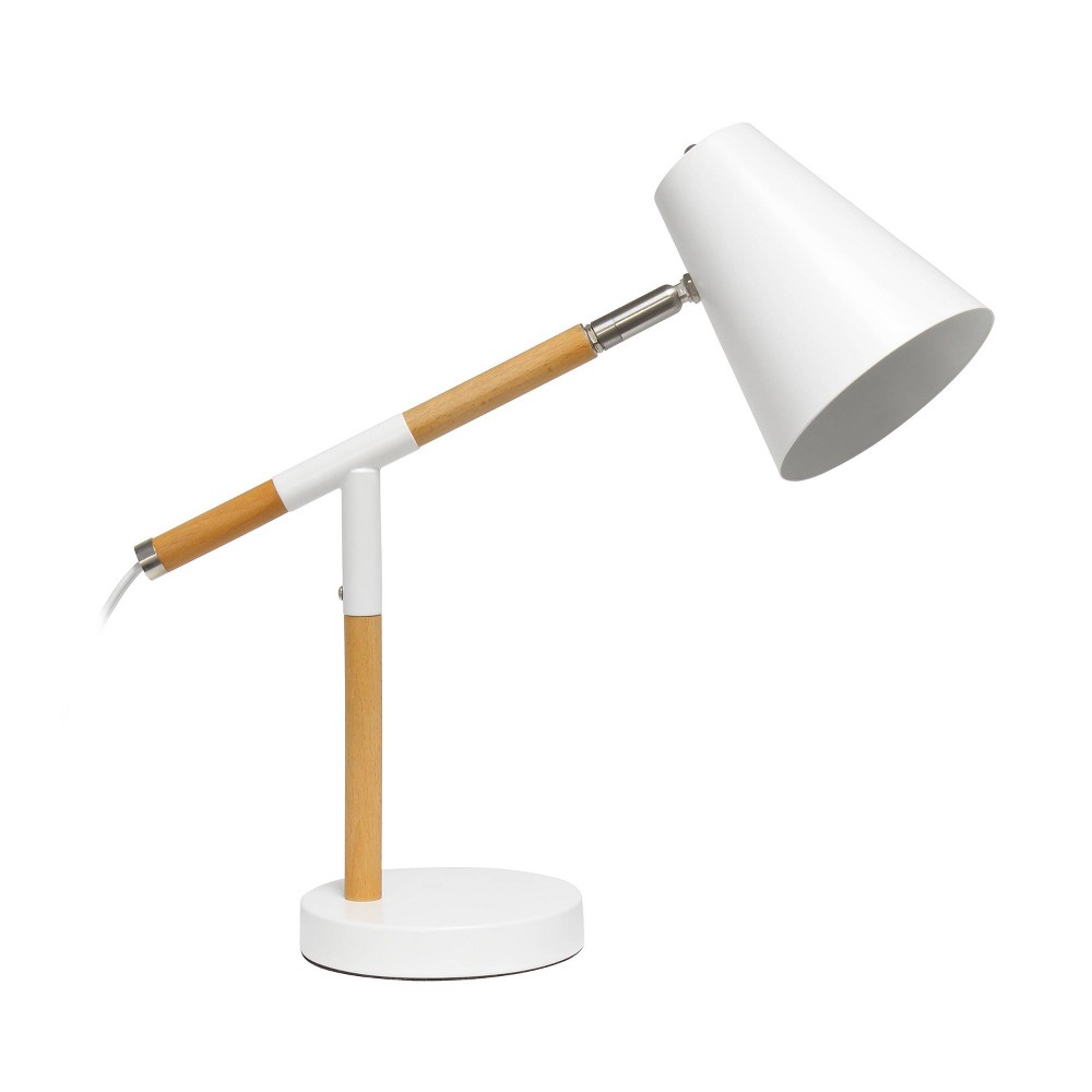Photos - Floodlight / Street Light Wooden Pivot Desk Lamp White - Simple Designs
