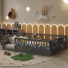 KWPZQEB Kids Bed Frame - Floor Bed Frame with Safety Guardrail and Light, Wooden Floor Bed with Storage Shelf for Kids, No Box Spring Needed - 2 of 4