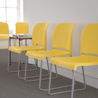 Yellow Ergonomic Armless Stacking Reception Chair