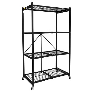 Origami 4 Tier Multipurpose Folding Storage Unit Rack with Lockable Wheels for Indoor or Outdoor Home and Office Organization - 1 of 4