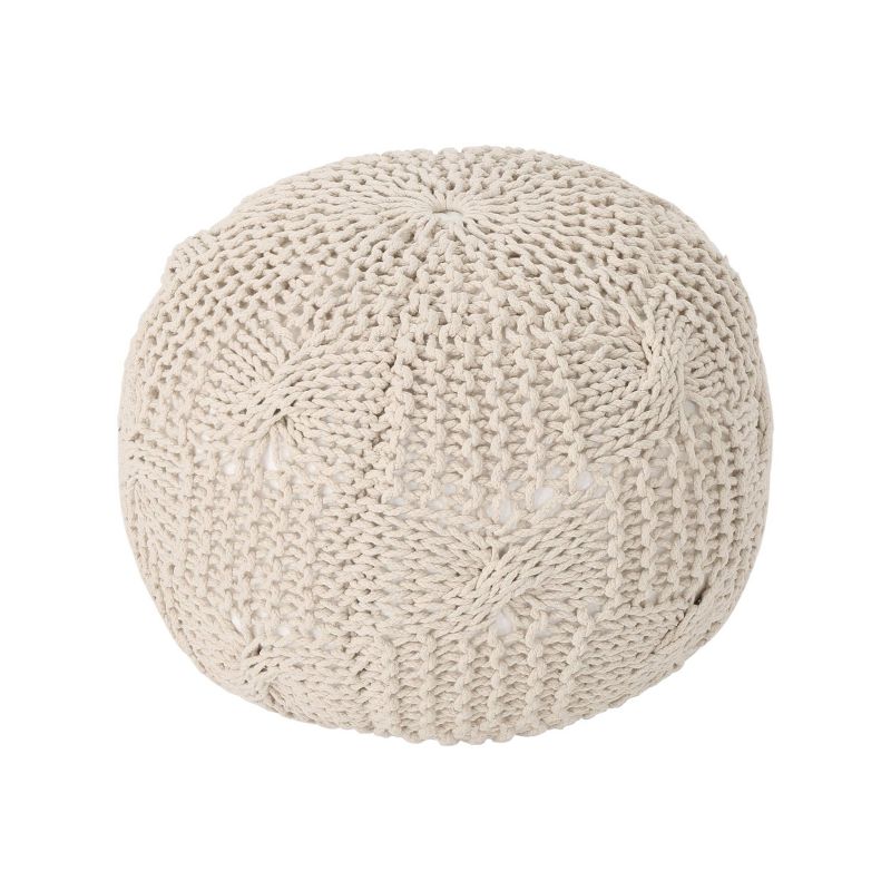 Anouk Knitted Cotton Pouf - Christopher Knight Home, 1 of 9