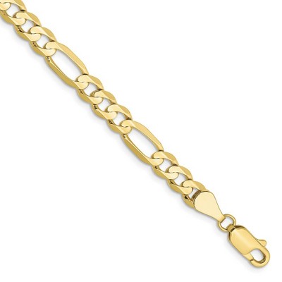 Black Bow Jewelry 5.5mm, 10k Yellow Gold, Concave Figaro Chain Bracelet