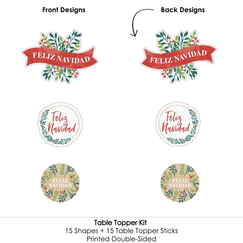 Big Dot of Happiness Feliz Navidad - Holiday and Spanish Christmas Party Centerpiece Sticks - Table Toppers - Set of 15, 5 of 8