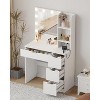 55" Tall Makeup Vanity Table, Vanity Desk with Mirror and Lights In 3 Colors, Storage Shelves and Cabinet Drawer Chest Dressing Table, for Bedroom - 2 of 4
