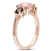 EVERLY JEWELRY |Rose Plated Sterling Silver 2.15 CT TGW Morganite Smokey Quartz and Diamond Accent 3-Stone Ring - 2 of 4