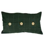 Northlight 20" Green and Beige Rectangular Velvet Throw Pillow with Buttons