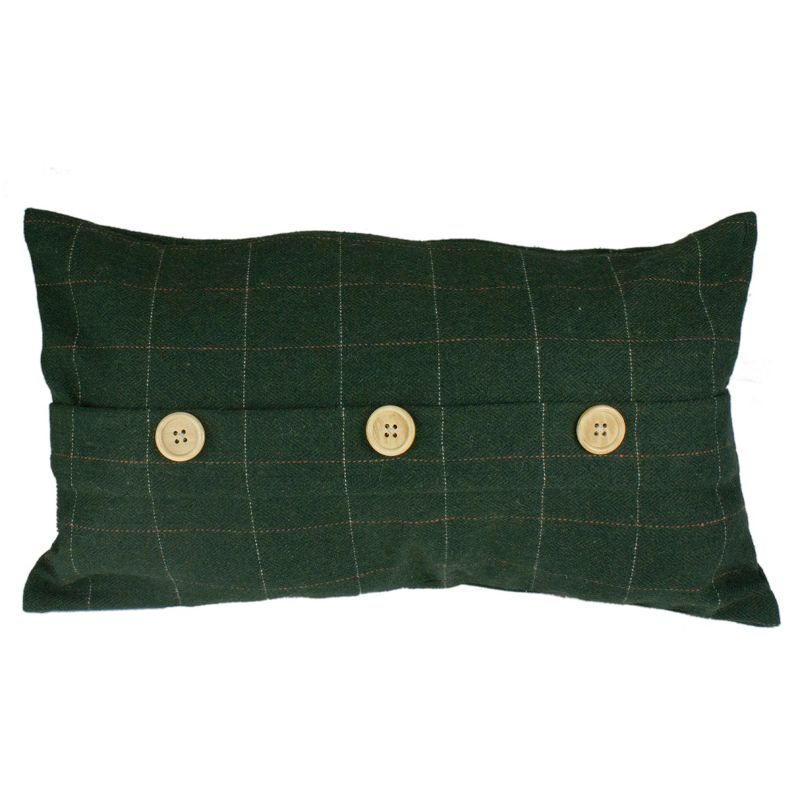 Northlight 20" Green and Beige Rectangular Velvet Throw Pillow with Buttons, 1 of 4