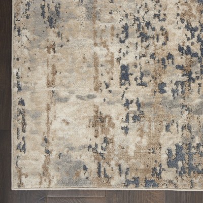 Beige Grey Abstract Synthetic 5' x 7' Reversible Rug
