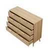 AENKYO 8-Drawer Dresser with Rattan Fronts - Natural Wood Double Dresser for Bedroom, Storage Cabinet Chest with Anti-Tip Safety - 2 of 4