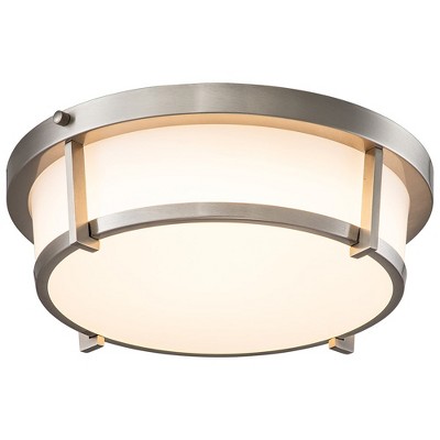 C Cattleya 13 in. Brushed Nickel Dimmable 20W LED Flush Mount with Acrylic Shade