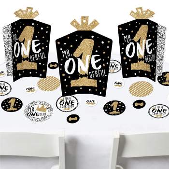 Big Dot of Happiness 1st Birthday Little Mr. Onederful - Boy First Birthday Party Decor and Confetti - Terrific Table Centerpiece Kit - Set of 30