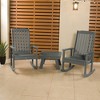 Lehigh 2pk Rocking Chairs with 1 Adirondack Side Table Coastal Teak Gray- Highwood: Outdoor Patio Furniture Set - 2 of 4