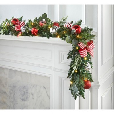 BrylaneHome 6' Pre-Lit Christmas Cheer Garland