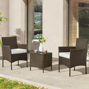 Lavish Home 3PC Outdoor Patio Furniture Set, Brown - 1 of 4