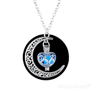 Maya's Grace Crescent Sailor Half Moon Glow in The Dark Dangling Moonstone Heart Pendant Necklace for Women - 1 of 4