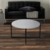 Royal Hampton 30 Inch Marble Top Round Coffee Table with Metal Frame - - 2 of 4