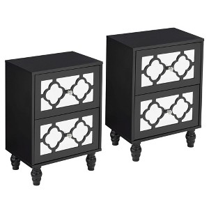 WhizMax 2 Drawer Nightstand Set of 2, Modern Mirrored Night Stand with Crystal Handle, Bedside Furniture for Bedroom Living Room, White - 1 of 4