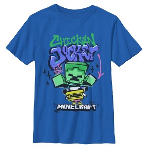 Minecraft Boys Chicken Jockey Spray Short Sleeve T Shirt : Target