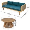 2 Piece Acacia Wood Garden Furniture Set,3 Seater Outdoor Garden Daybed Sofa with Coffee Table and Cushions,Wood Patio Lounge Set-Coolbibila - 3 of 4