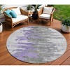 Purple Ivory And Charcoal Abstract Washable Indoor Outdoor Area Rug - 2 of 4