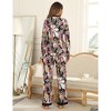 Womens Pajama Sets Round Neck Pajama Tops with Pant Side Pocket Pajama Pants Floral/Leopard Pajamas Long Sleeve Sleepwear - 2 of 4