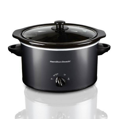 Hamilton Beach 3qt Slow Cooker 33231: 3-Setting Small Appliance, 3 Quart Capacity, Metal, Black, Hand Wash, 1-Year Warranty