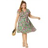 Agnes Orinda Women's Plus Size Casual Floral Tie Waist Short Sleeve Knee Length A Line Dresses - 3 of 4