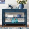Lyngins Mid-Century Console Table with 2 Drawers + 2-Tier Open Shelves, Solid Wood Buffet Sideboard, Entryway Table, Sofa Table for Living Room - 4 of 4