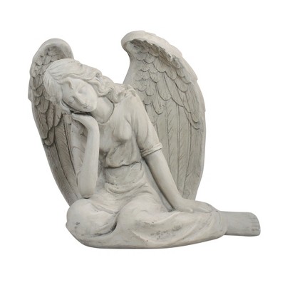 Northlight 17" Gray Graceful Sitting Angel Outdoor Garden Statue