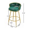 180° Swivel Barstools Set Of 2,31" Upholstered Barstools With Hand-Woven Backrest And Gold Metal Legs,Low Back Barstools -Maison Boucle - 4 of 4