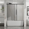 Double Sliding Bathtub Shower Door. H Aluminum Framed Shower Enclosure for Tub with Clear Tempered Glass, Stainless Steel Hardware, Matte Black - 2 of 4