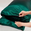 Lyngins Satin Luxury Bed Sheets Set, Wrinkle-Free Split King Bedding Set, 1 Flat Sheet, 2 Fitted Sheets (Fits 16" Mattresses), 4 Pillowcases - 3 of 4