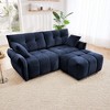 DOMETOUR Modern Blue Chenille 2-Seater Sofa with Ottoman, Minimalist Textured Fabric for Living Room, Apartment, or Dorm - 2 of 4