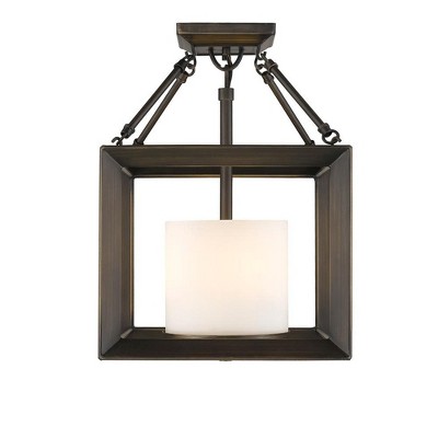 Matte Black and Clear Glass Semi-Flush Mount Light