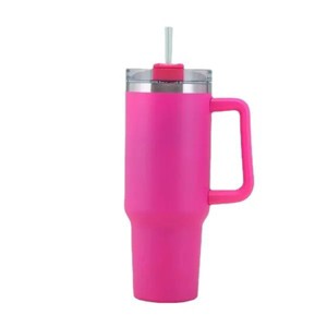 30OZ Straw Coffee Insulation Cup W/ Handle Portable Car Stainless Steel Water Bottle LargeCapacity Travel BPA Free Thermal Mug - 1 of 4