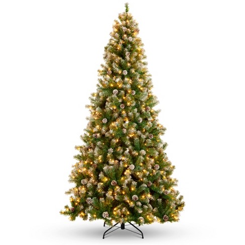 Pre-Lit Artificial Christmas Tree with Tips, Lights, Metal Stand