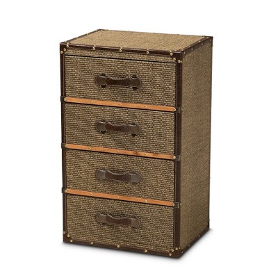 Owen Fabric Upholstered 4 Drawer Accent Storage Cabinet Brown - Baxton Studio