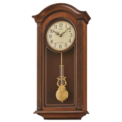 Seiko Tone & Arched Wall Clock With Pendulum And Dual Chimes