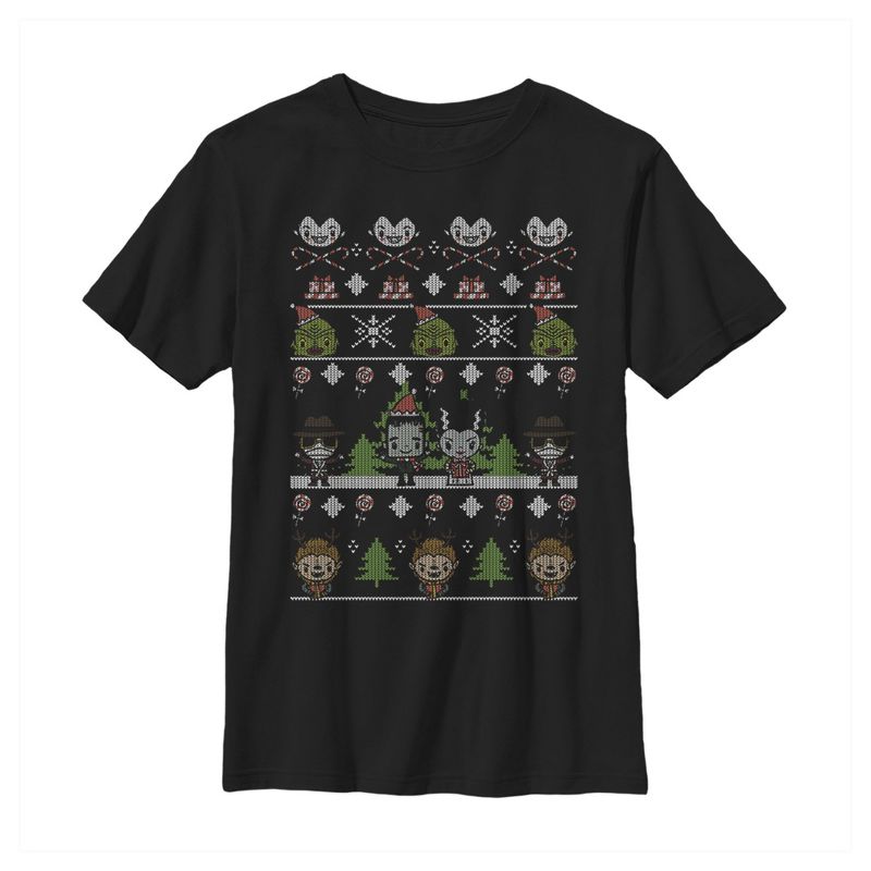 Boy's Universal Monsters Ugly Christmas Style T-Shirt, 1 of 5