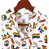 LA LEELA Men's Summer Beach Shirt Hawaiian Short Sleeve Button Down Rainbow Flag Shirts for Men L White - 3 of 4