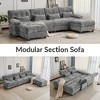 Whisen 119" 4-Seater Chenille Sofa, Sectional Sofa & Couch with 2 Ottomans, Adjustable Backrest,  4 Throw Pillows - 4 of 4