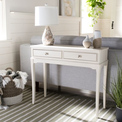 Distressed White French Country 2-Drawer Console Table