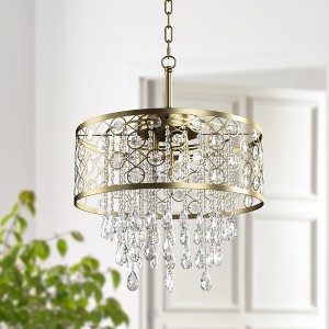 Maxax 16.9¡° 5-Light Gold Crystal Chandelier, Dimmable Pendant Light, Glam Traditional Ceiling Lighting for Bedroom Dining Nook Foyer - 1 of 4