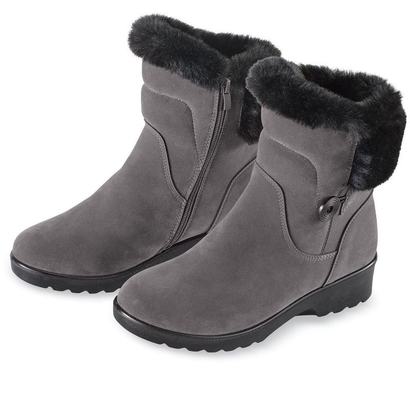 Collections Etc Faux Fur Trim Ice Gripperboots, 4 of 6