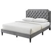 DOMETOUR Velvelt Tufted Nailhead Platform Bed, Queen - Charcoal - 2 of 4