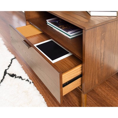 Reid Walnut Ash Veneer Mid-Century Modern 1-Drawer Nightstand